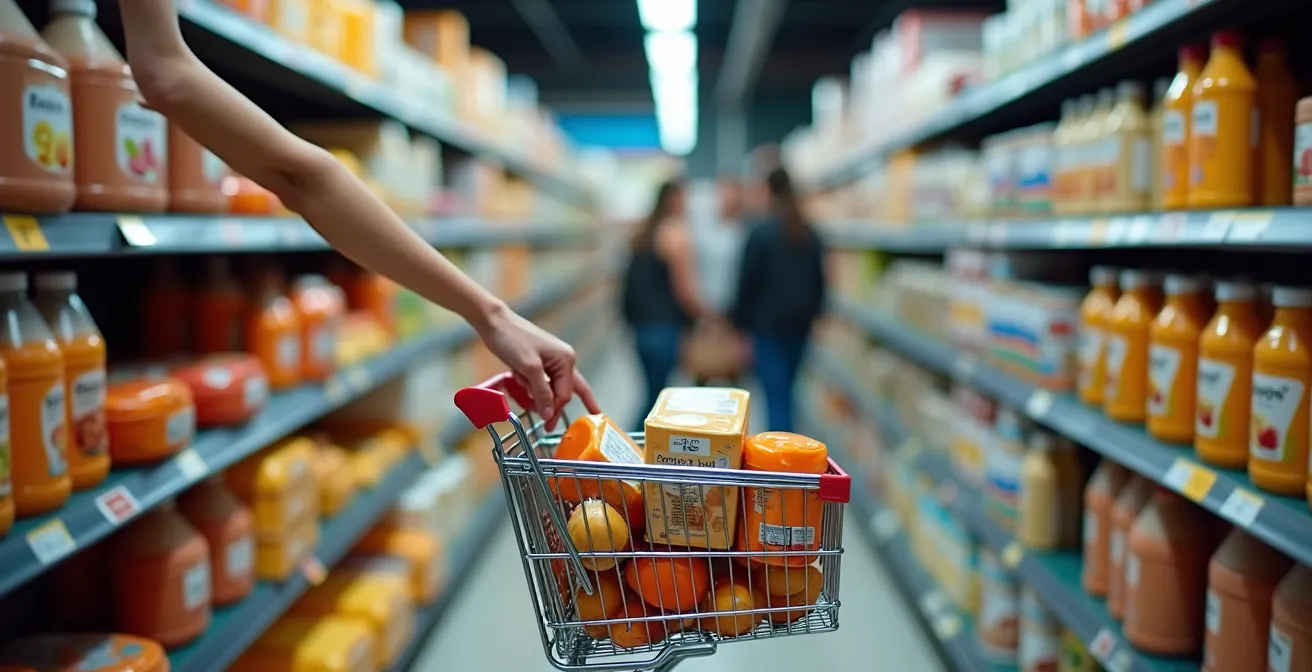 Comparación visual de productos de marca blanca versus marca líder en supermercado español