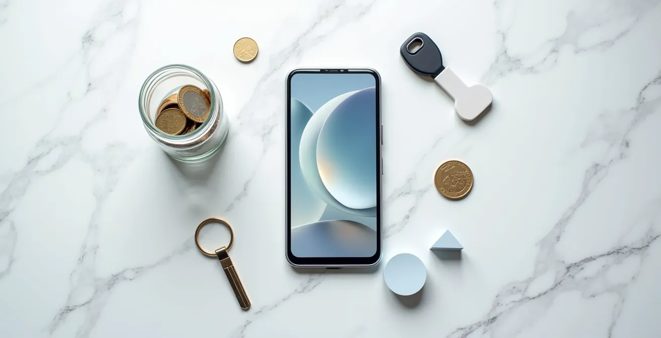 Representación visual de gestión financiera moderna sin tarjetas físicas