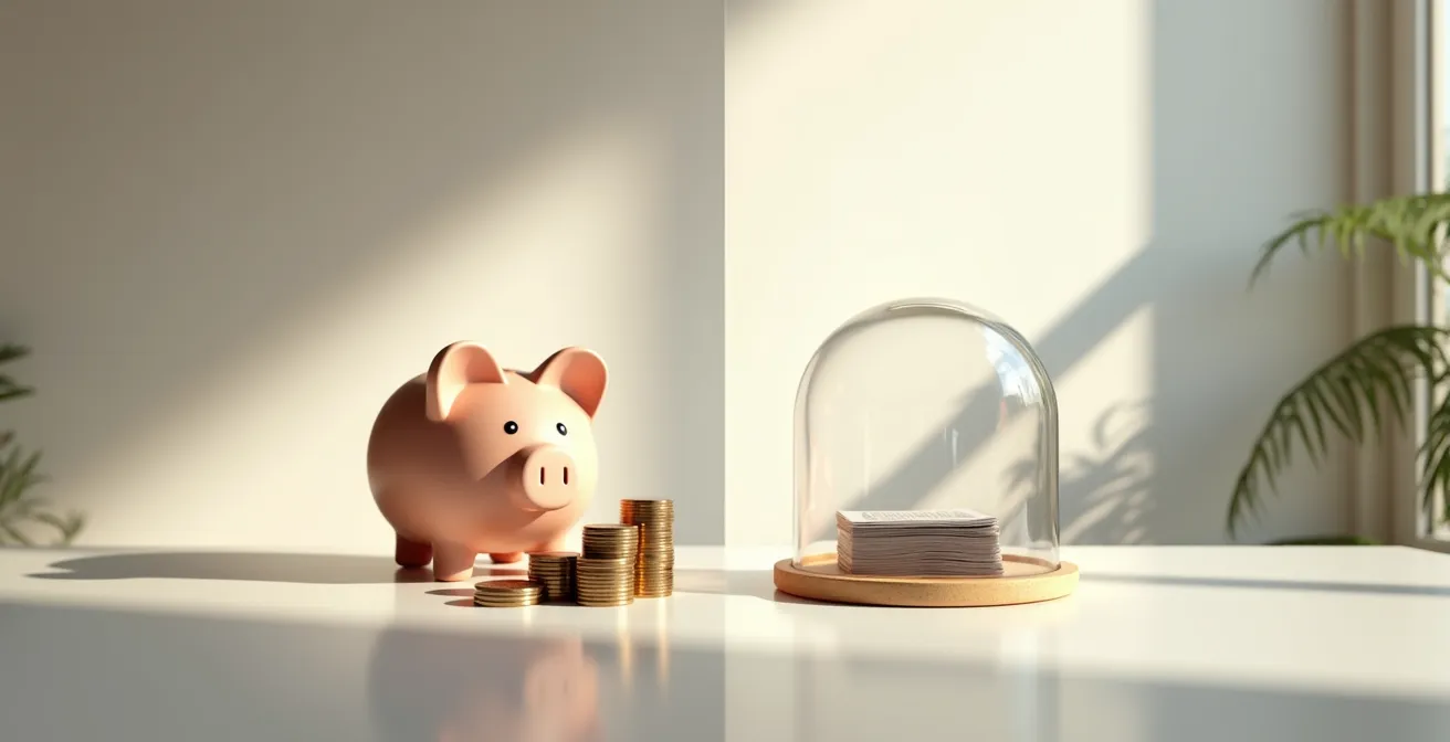 Comparación visual entre ahorro de emergencia y seguro de protección