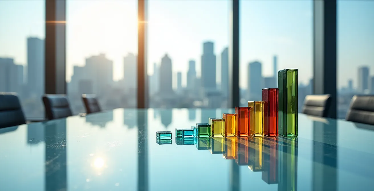 Visualización del modelo de negocio de fondos de inversión con gráficos abstractos