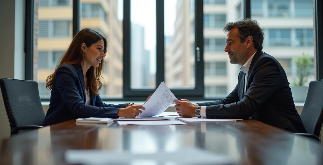 Reunión profesional para negociación salarial basada en datos de inflación